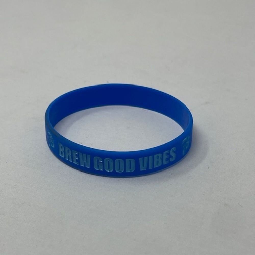 7 Brew Coffee Brew Good Vibes Blue Silicone Wristband Bracelet 2.5 Inch Diameter